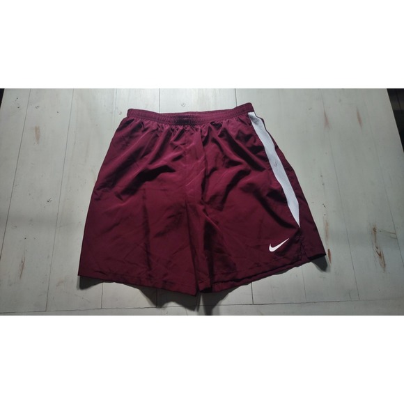 Nike Men's Large Shorts Maroon With White Stripe - Picture 1 of 3